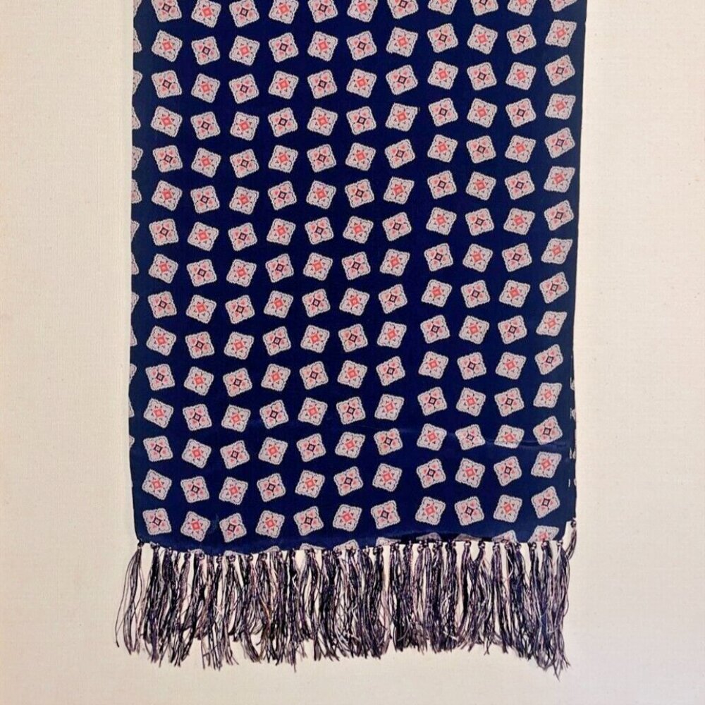 Navy and Red Geometric Vintage Opera Scarf